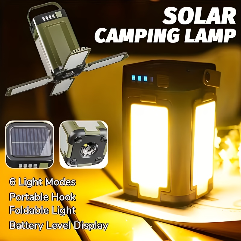 Outdoor Camping Tent - Solarbetriebene Tragbare Campinglampe mit Solarladung, Faltbar,