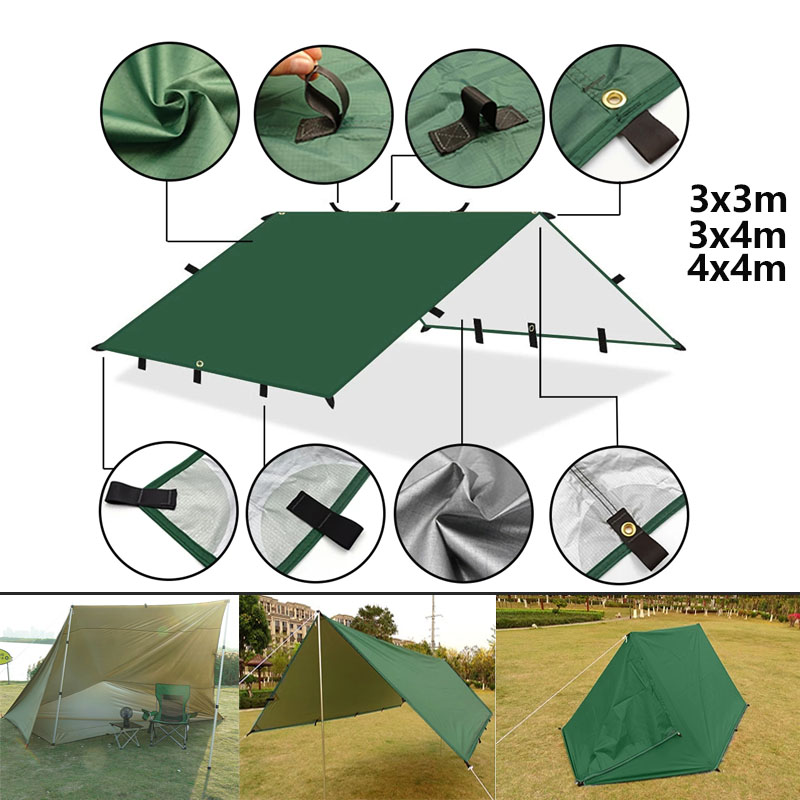 Waterproof Tarp Shelter - 4x4m 4x3m 3x3m 19 Hänge punkte