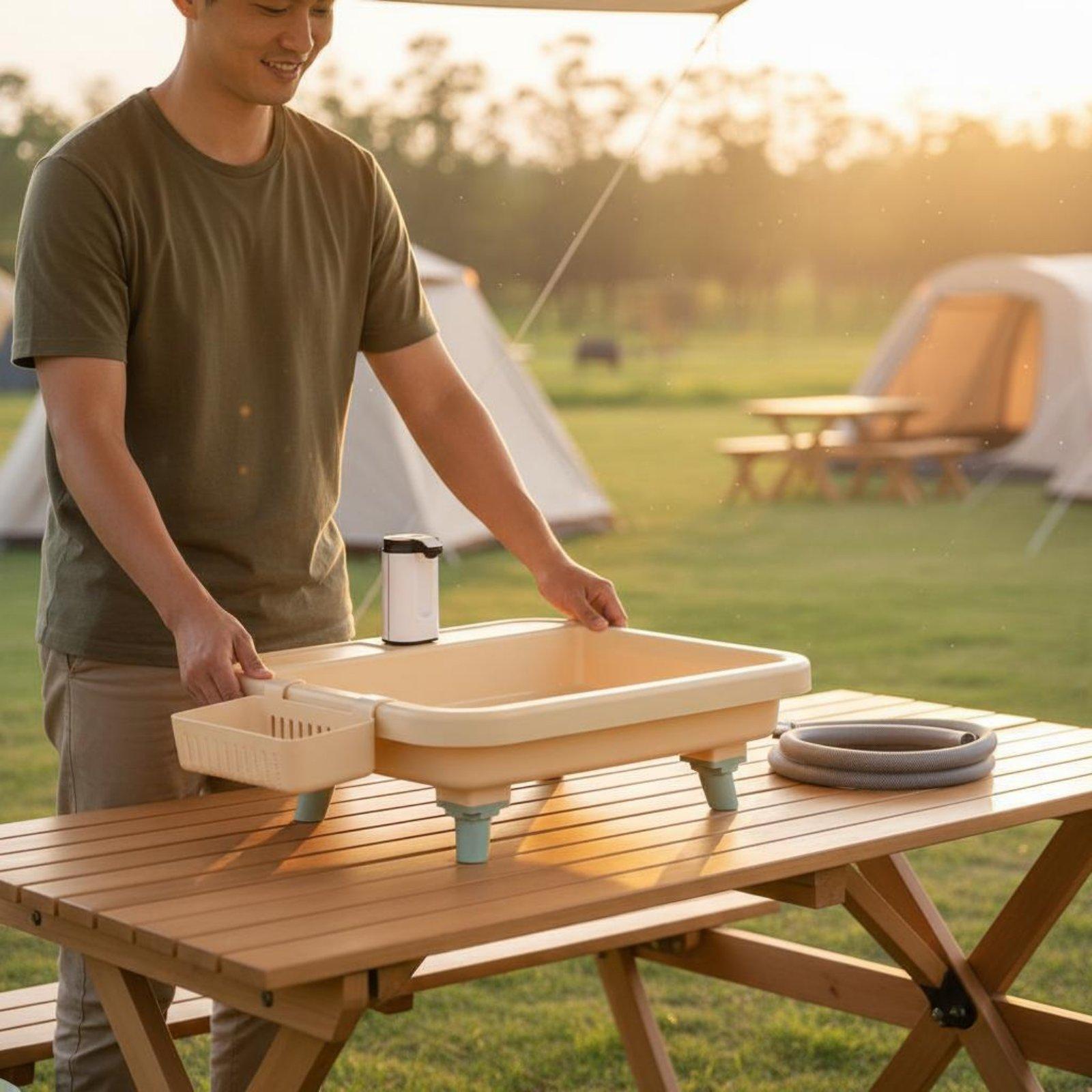 Outdoor Camping Sink - Tragbares Campingwaschbecken mit eingebautem Wasserhahn und