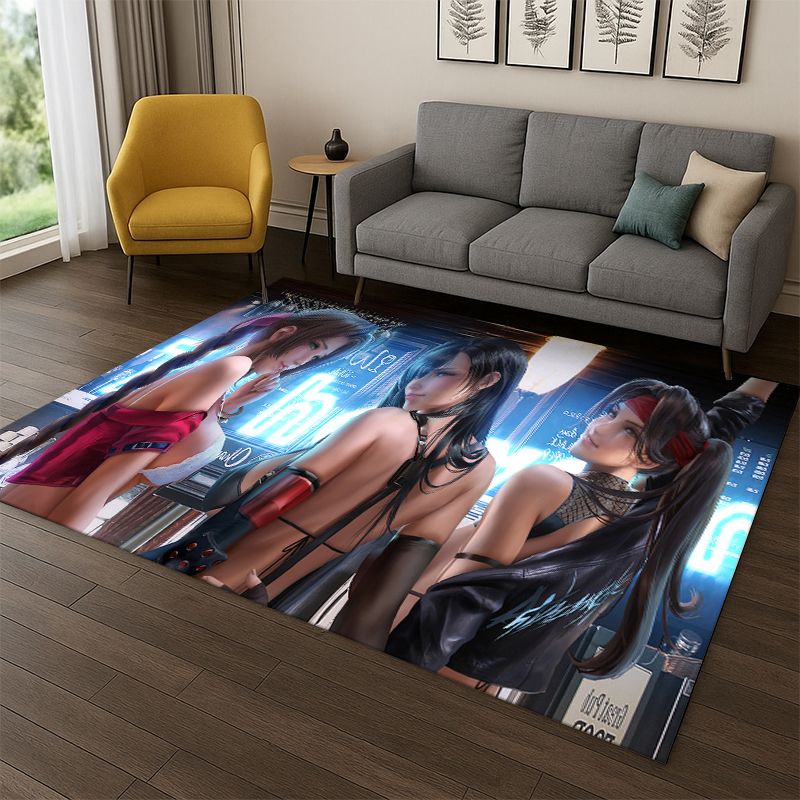 Outdoor Camping Anime - Cartoon Niedlicher Spitzen-Mädchen-Anime-Charakter-Teppich für Schlafzimmer, Wohnzimmer,