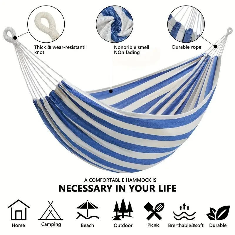 Camping Hammock - Leinwand-Hängematte ohne Holzstange für Outdoor-Camping, Hängeliege