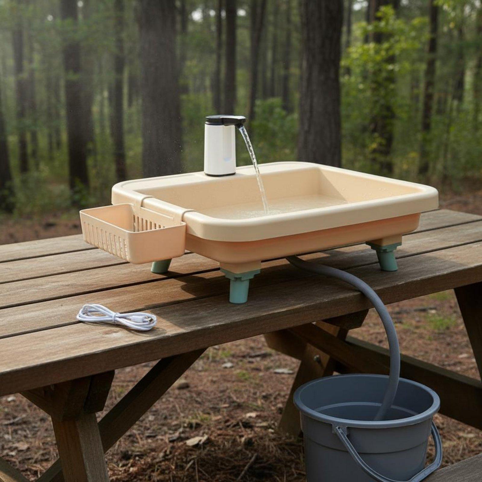Outdoor Camping Sink - Tragbares Outdoor-Camping-Waschbecken mit elektrischer Wasserpumpe und