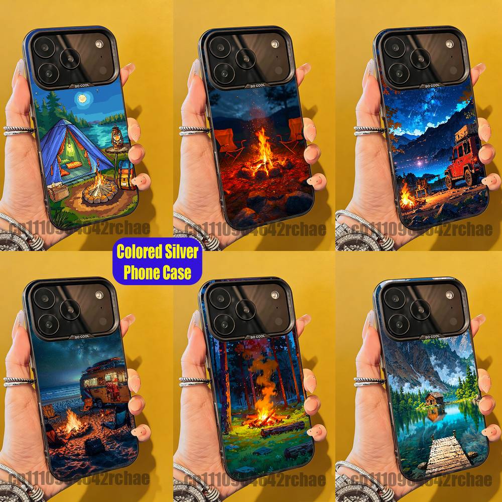 Outdoor Camping Quotes - Outdoor-Camping-Lagerfeuer-Tapeten-Handyhülle für iPhone 15, 12, 11,