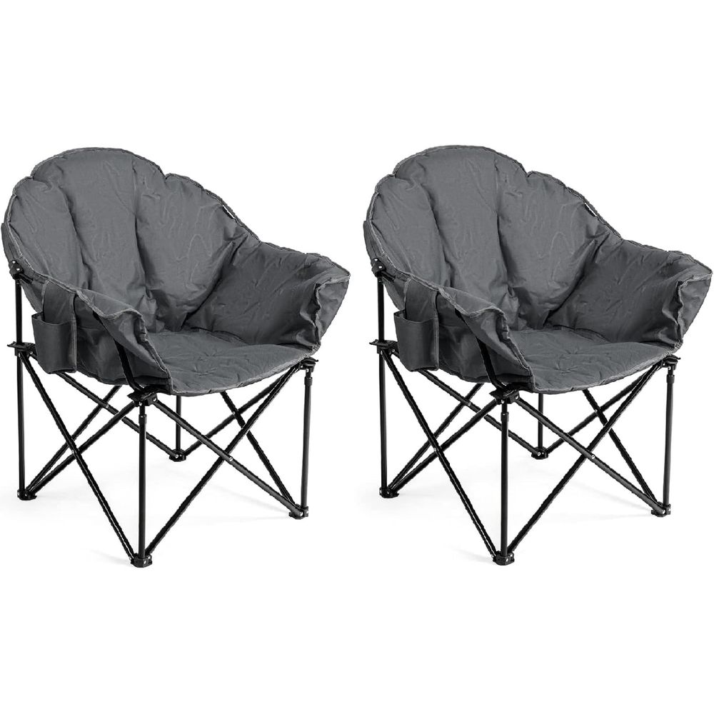 Outdoor Oversized Camping Chair - Übergroßer, gepolsterter Moon-Saucer-Campingstuhl mit Getränkehalter und