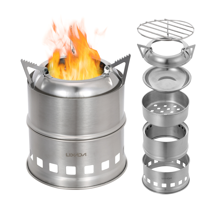 Outdoor Camping Sink - Lixada Edelstahl Holzofen Camping Alkohol Herd