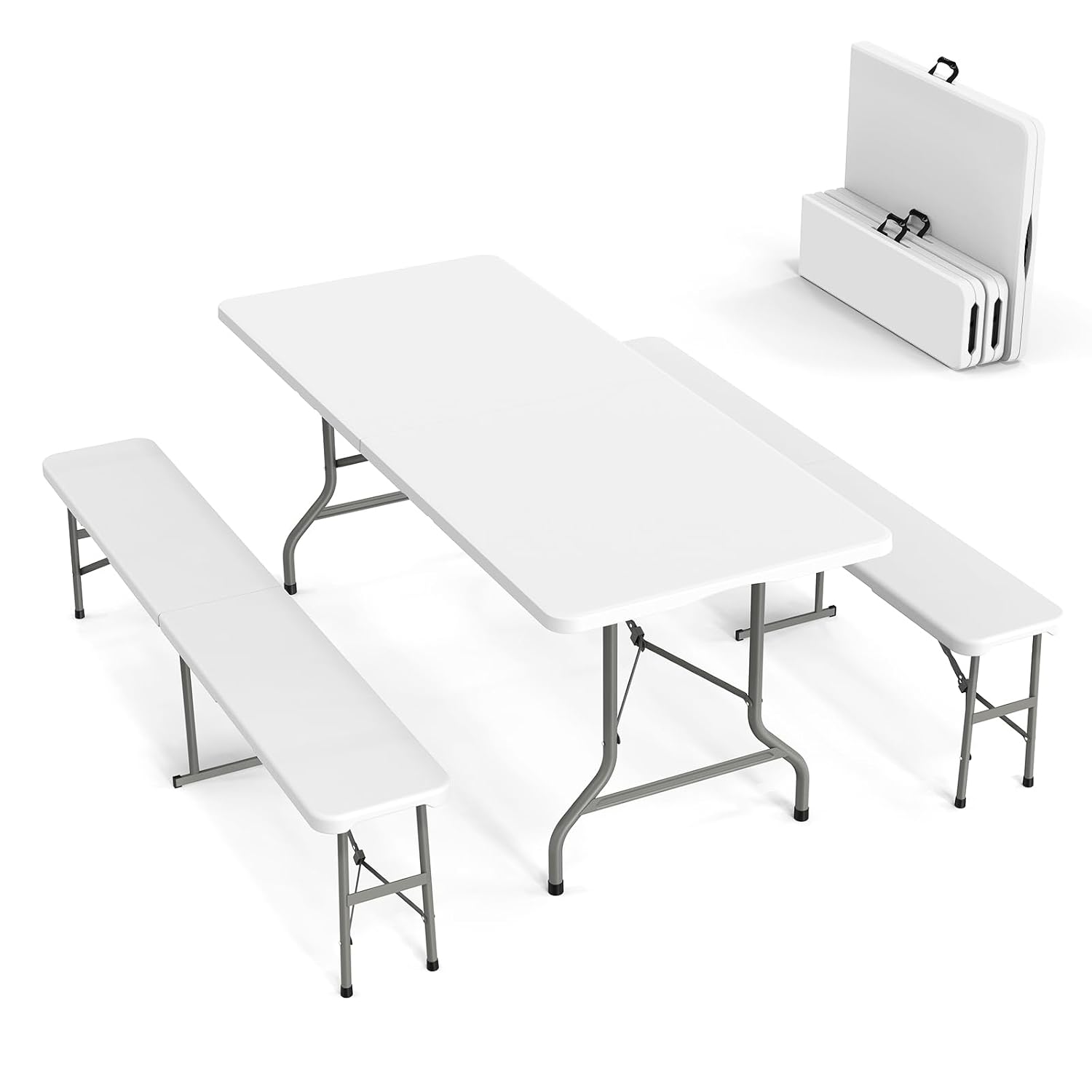 Camping Outdoor Or Indoor - Picknicktisch-Set mit 2 Bänken, 6 Fuß