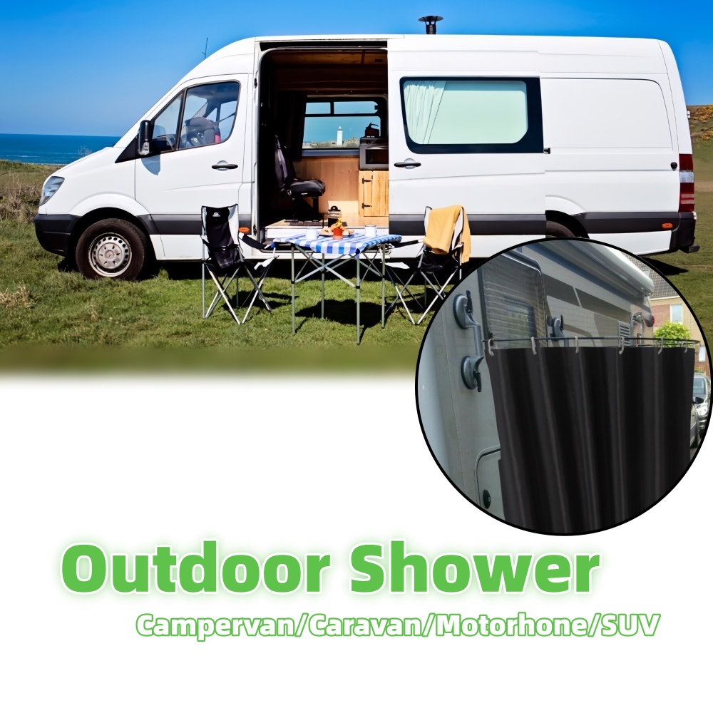 Outdoor Camping Showers - Outdoor-Camping-Duschvorhang mit Saugnäpfen und Stange, wasserdichter,