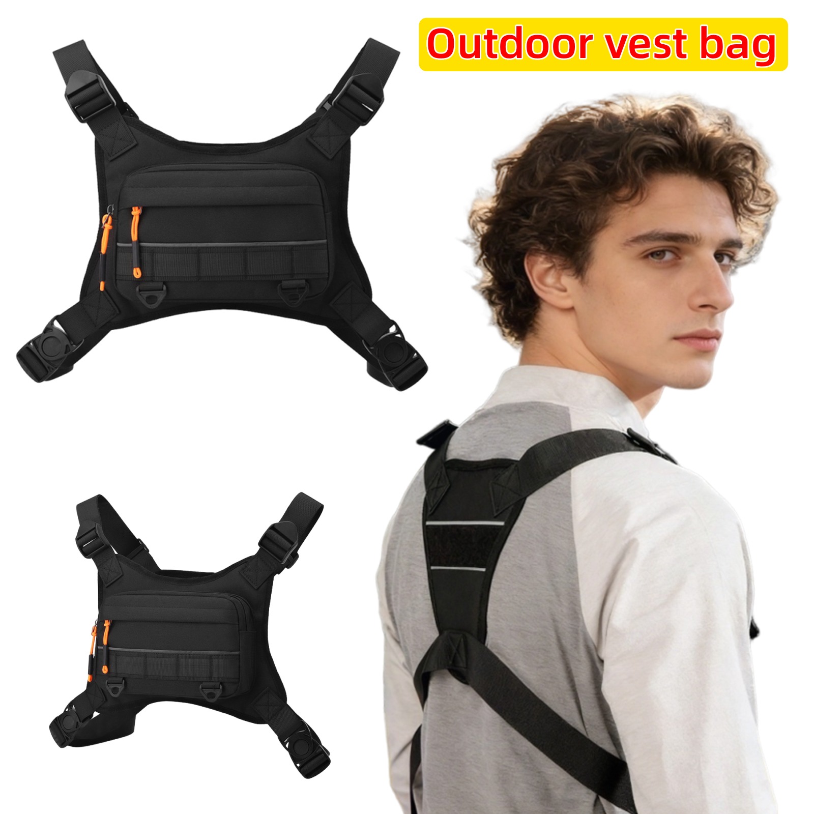 Outdoor Camping Vest - Outdoor-Weste-Tasche, atmungsaktiv, vorne auf der Brust,