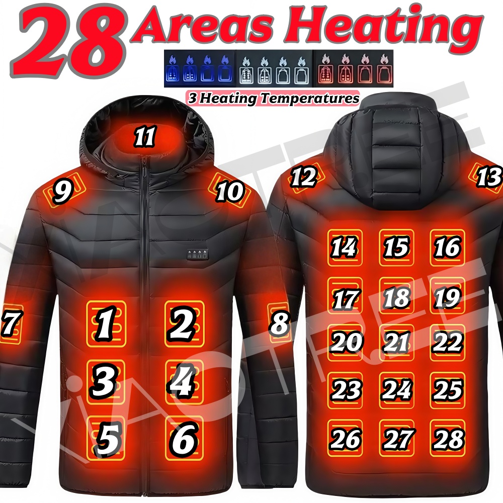 Outdoor Camping Jacket - 28-Zahlen-Heizjacke für Herren und Damen, Winter-USB-Heizjacken,