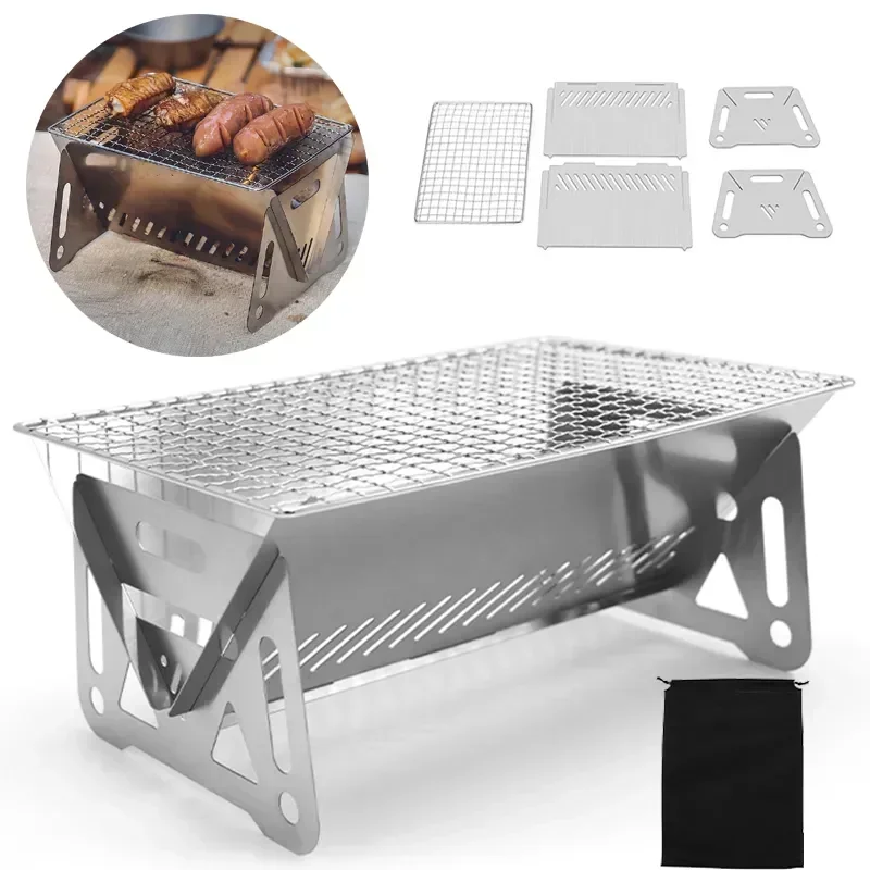 Outdoor Camping Gas Heater - Tragbarer Klappbarer Grill, Heizofen, Multifunktionaler Camping-BBQ-Grillrost,
