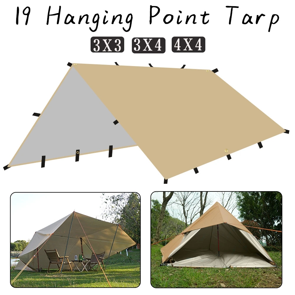 4x4m 4x3m 3x3m 19 Hänge punkte – Waterproof Tarp Shelter Bewertung und Preis