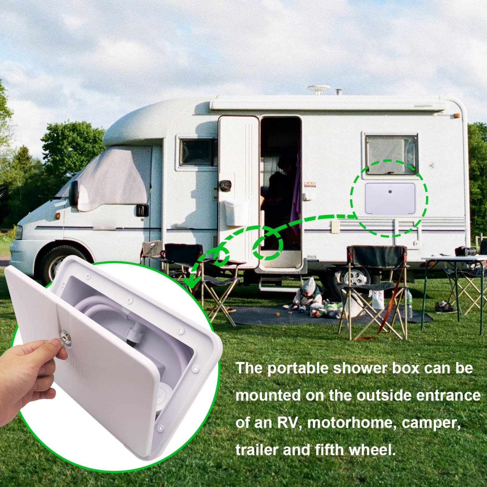 RV Außenduschbox Kompaktes RV  – Outdoor Camping Showers Bewertung und Preis