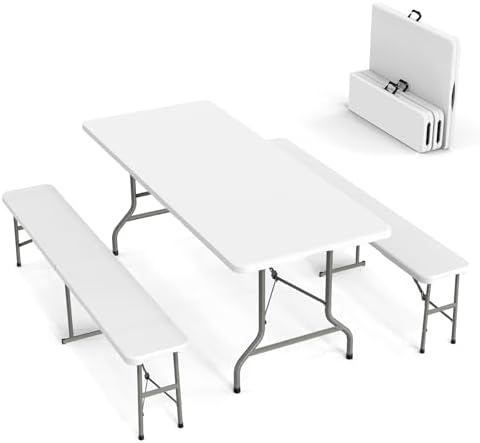 Picknicktisch-Set mit 2 Bänken – Camping Outdoor Or Indoor Bewertung und Preis