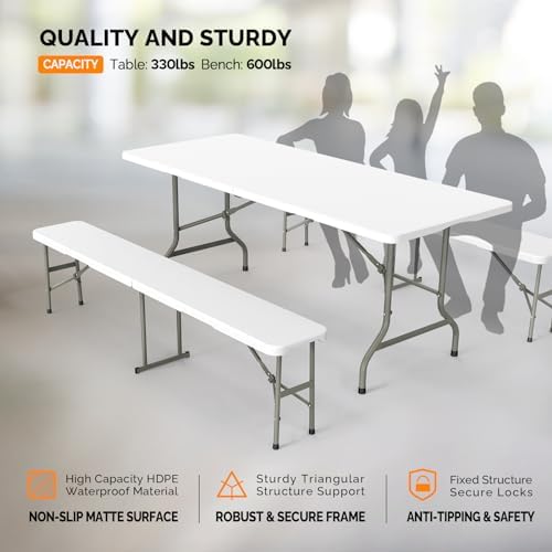 Picknicktisch-Set mit 2 Bänken – Camping Outdoor Or Indoor Bewertung und Preis