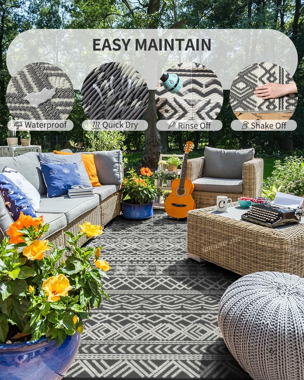 Outdoor-Teppich, wasserdicht,  – Outdoor Camping Rugs 9X12 Bewertung und Preis